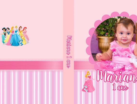 Álbum Encadernado de Mariana 1 aninho | Tema Princesas