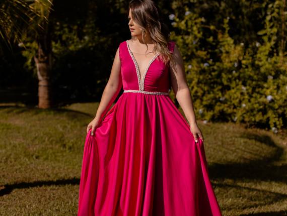 Festa locacao de Vestido Pink Godê