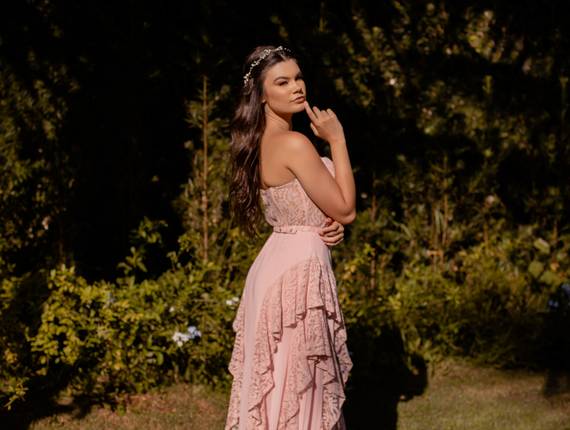 Festa locacao de Vestido Corset Rosê