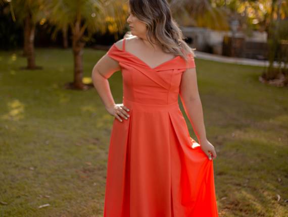 Festa locacao de Vestido Laranja