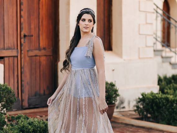 Festa locacao de Vestido Azul claro Hotpant 