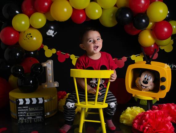Cake smash de Nicolas 1 aninho - Ensaio pré festa Mickey