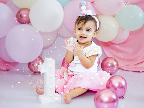 Ensaio infantil de Ensaio Luna 1 ano - tema Circo Rosa