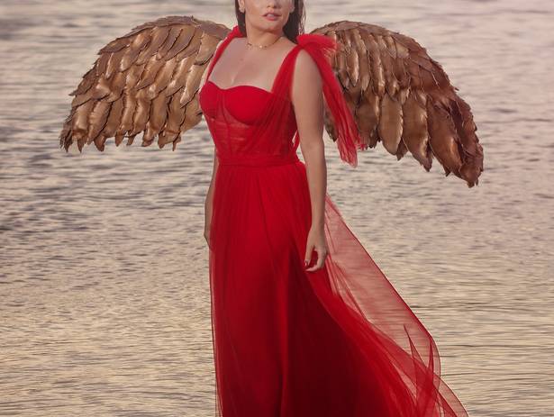 Ensaio externo de Karla asas douradas