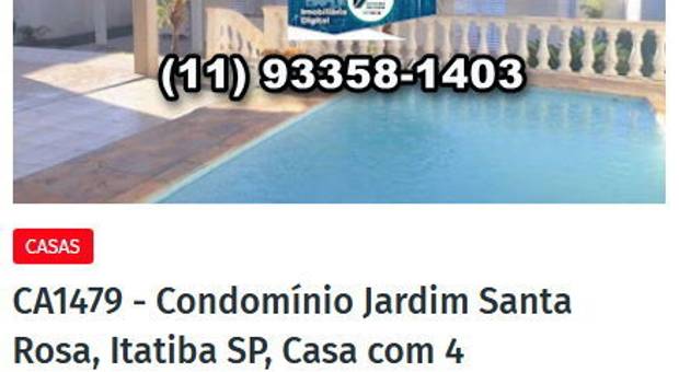 Condomínios de CA1479 - Condomínio Jardim Santa Rosa, Itatiba SP, Casa com 4 dormitórios sendo1 suíte, à venda, 420 m²