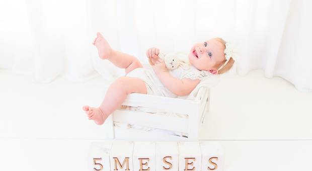 Acompanhamento mensal de bebês de Ensaio da Lis de 5 meses