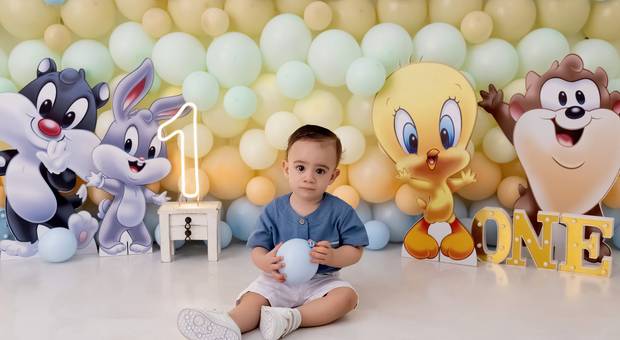 Smash The Cake de Ensaio Smash the Cake em Goiânia: O Doce e Divertido 1º Aniversário do Luíz Otávio no Tema Looney Tunes