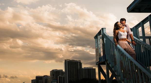 Ensaio de casal de Ensaio em Miami Beach | Val e Rodrigo