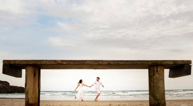 Pré Casamento de Ensaio de casal na praia | Sílvia e Dani 