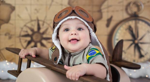 Acompanhamento de Bebês de Ensaio Acompanhamento - Tema Aviador