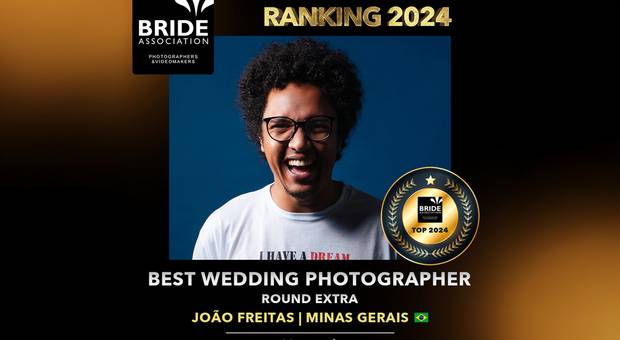 Troféu Bride Association 2024 de Fotógrafo Mineiro Conquista Prêmio Internacional Com Fotografia de Casamento: Troféu Bride 2024