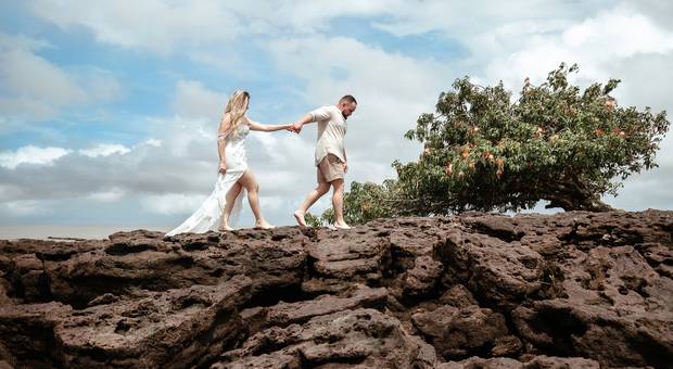 Fotografia de Casamento de Ensaio Pré-casamento na Praia do Farol da Ariane & Silvio