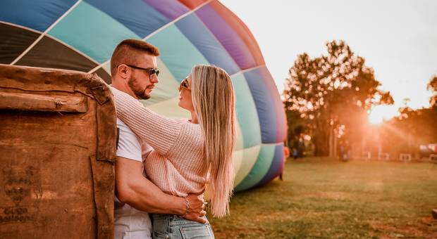 voo de balão de ar quente de Jackeline e Anderson
