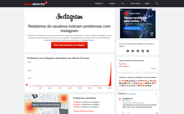 O Instagram caiu e agora?