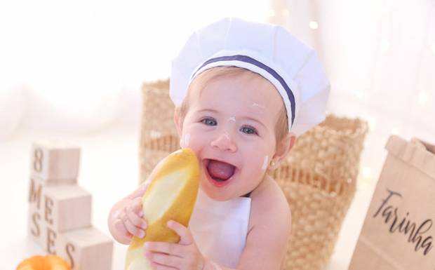 Como é um ensaio de bebê de 8 meses