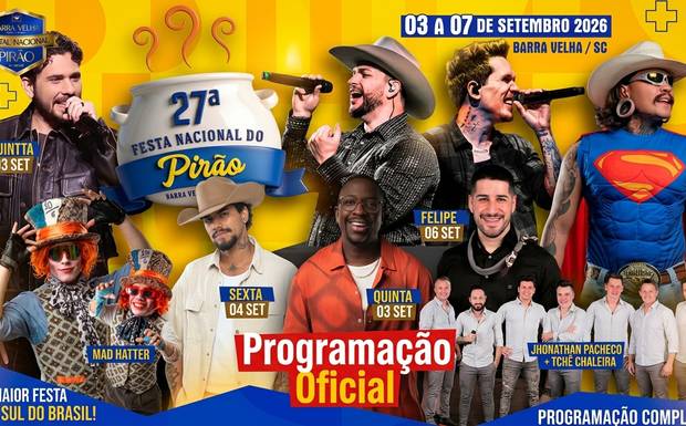 Festa Nacional do Pirão movimenta Barra Velha com música, cultura e gastronomia