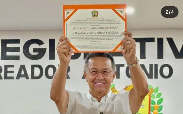 Deputado Silas Câmara recebe título de Cidadão Rio-Preto-Pretense em solenidade no município