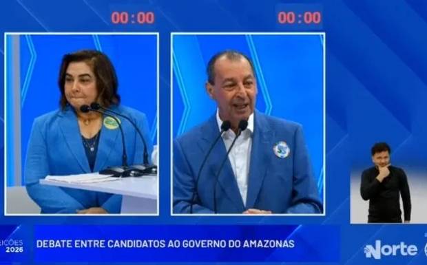 Omar Aziz xinga assessor de Professora Maria do Carmo durante debate na TV Norte