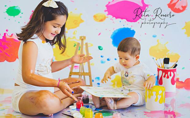 Mini sessão - Brincando de tintas | Fernanda e Arthur