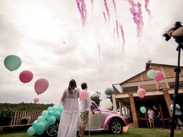Eventos de Chá Revelação - Jaqueline + Frederico = Isadora - Chá revelação com foguetes e fumaça