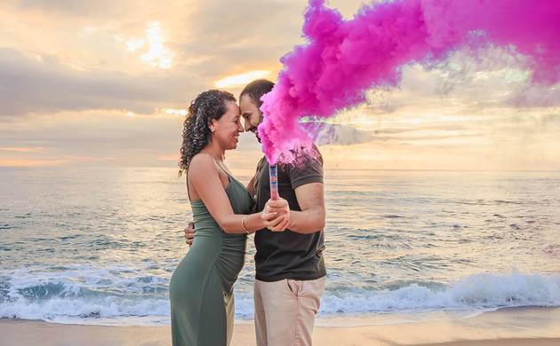 Revelação de Chá Revelação ao Nascer do Sol no Novo Campeche: A Magia de um Ensaio na Praia em Florianópolis