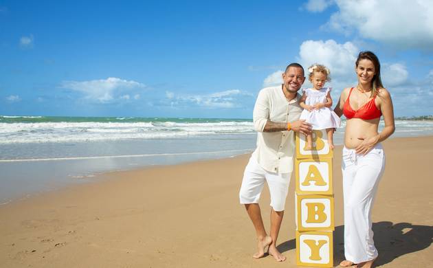 Ensaio Gestante de Chá revelação na Praia