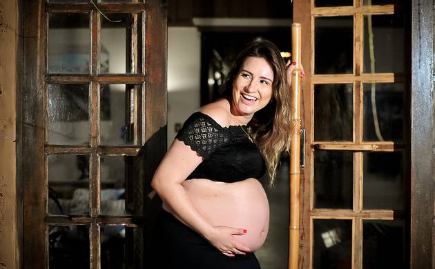 Gestante externo de Larissa em sua doce espera 