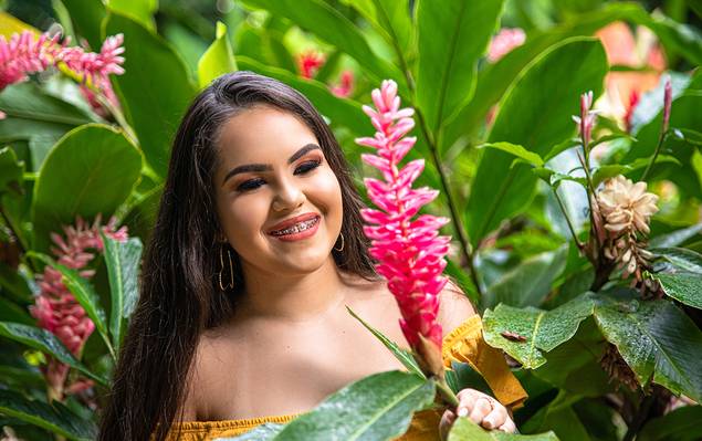 Debutante de Ensaio debutante de Luisa no Jardim Botânico.