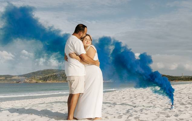 Gestante de Ensaio de revelação de sexo do bebê