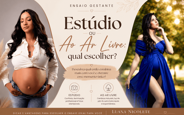 Ensaio Gestante em Estúdio ou ao Ar Livre: Qual Escolher?