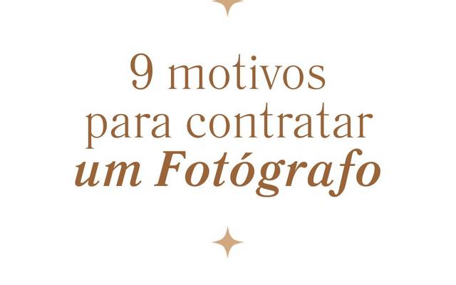 Poderia te dar muitos motivos para contratar um fotógrafo mas sempre leve em consideração, o fotógrafo é alguém com o olhar e
