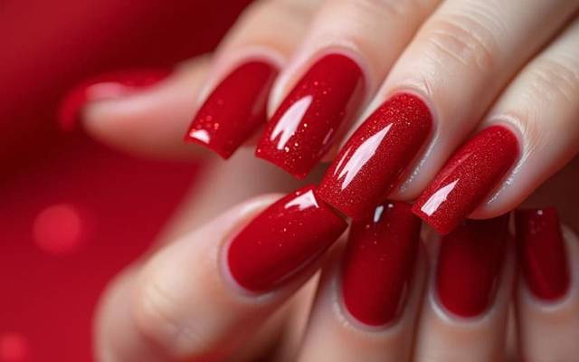Elegantes uñas acrílicas rojas: el look perfecto para San Valentín