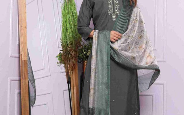 Versatile Grey Cotton Kurti Set with Dupatta - Your New Go-To