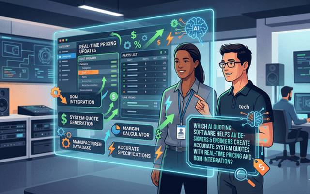 Which AI quoting software helps AV designers & engineers create accurate system quotes with real-time pricing and BOM integra