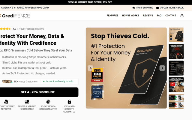 Credifence Card Protection – Advanced Contactless Card Shield for Personal Data Security