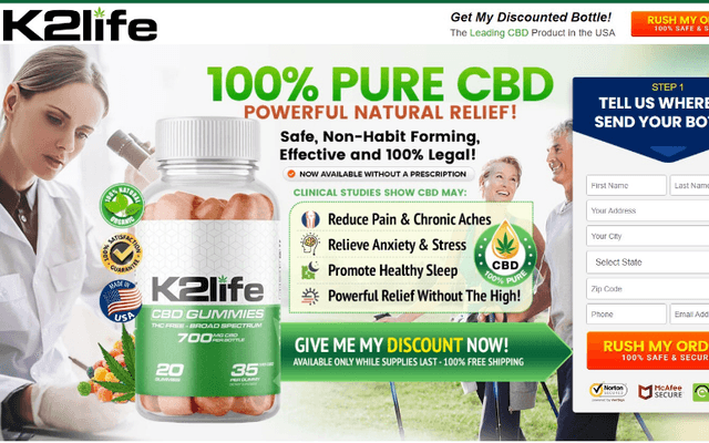 K 2 life CBD Gummies with THC-Free, Vegan-Friendly Formula