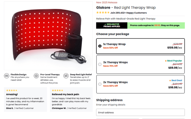 Glokore Red Light Therapy Wrap Reviews [GENUINE CAUTION] Every Buyer Must Know Before Spending a Dime!!