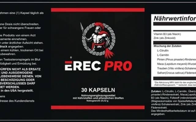 ErecPro Germany Austria Ultimatives Nahrungsergänzungsmittel für Männer: Baut Muskeln und Kraft auf und steigert die Energie.