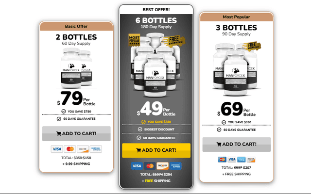 ManForceX Reviews - 2 Per Bottle $79 - 3 Bottle US $69 + Shipping + You Save $294!