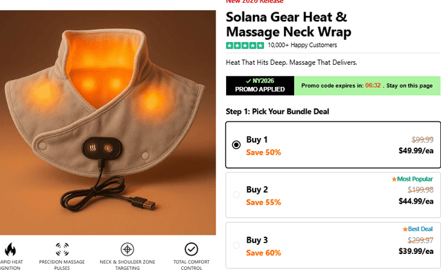 Solana Gear Heat & Massage Neck Wrap Reviews (Serious Complaints) Is It Another Online RIP-OFF?