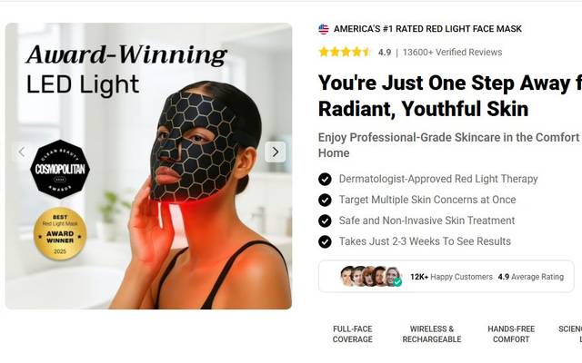 NuroDerm Red Light Mask – [SKIN SAVIOR] Safe LED Treatment for Acne, Lines & Dullness!