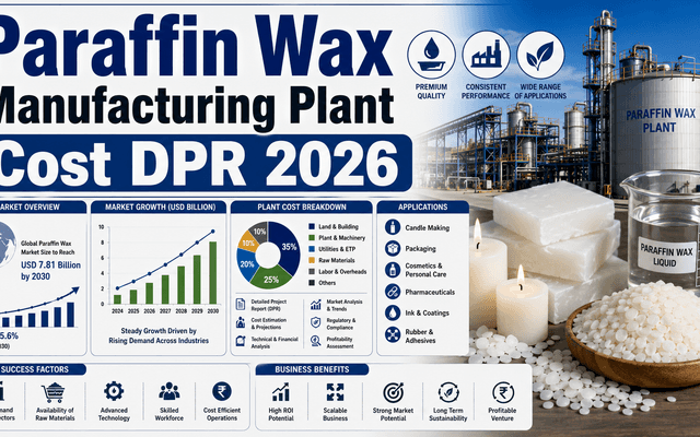 Paraffin Wax Manufacturing Plant DPR & Unit Setup – 2026: Machinery Cost, CapEx/OpEx, ROI, Raw Materials
