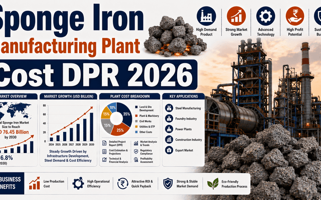 Sponge Iron Manufacturing Plant Setup 2026: Capacity, Profit Margins & Financial Projection