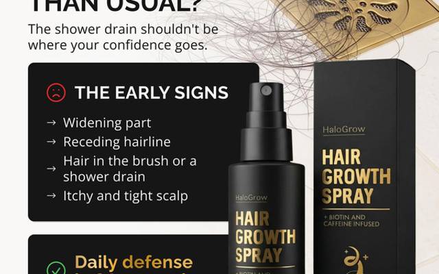 HaloGrow Hair Spray: Strong-Looking Roots, Fuller Visual Density, Soft Texture, Natural Bounce & Fresh Scalp Feel!