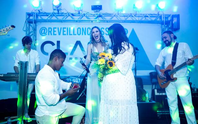 Pedido de casamento no Réveillon Classe A no Mallard Recepções na Orla da Lagoa da Pampulha