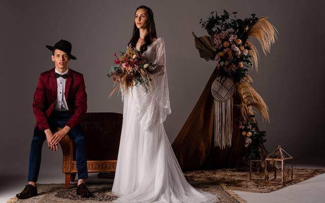 Pré-wedding em estúdio com inspiração boho
