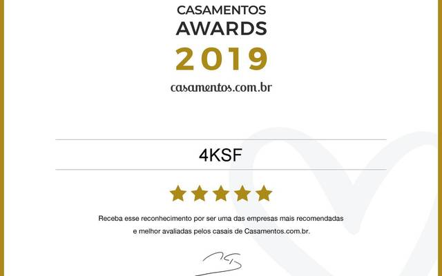 Casamentos Awards 2019 -  4KSF Fotografia de casamentos