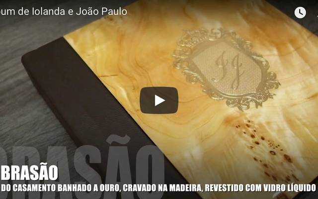 Álbum de Iolanda + João Paulo: Madeira Exótica com Brasão de Ouro + RÉPLICA