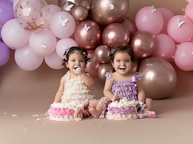 Smash the Cake de Primeiro Aninho das Marias - Maria Isis e Maria Cecília