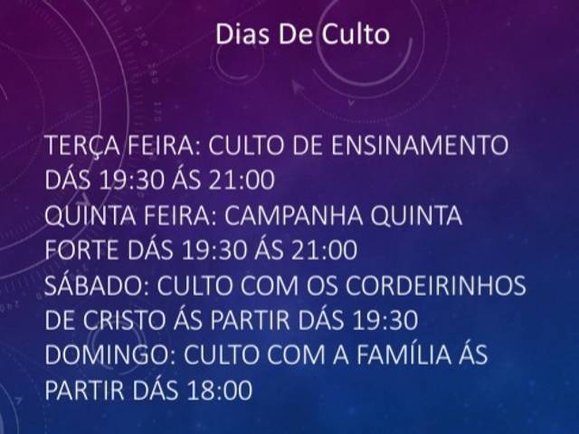 Anúncio  de DIAS DE CULTO